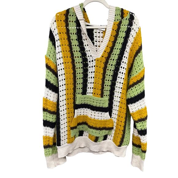 BDG Unisex UO Striped Knit Hoodie Sweatshirt Urban Outfitters Boho Hippie - Picture 2 of 8